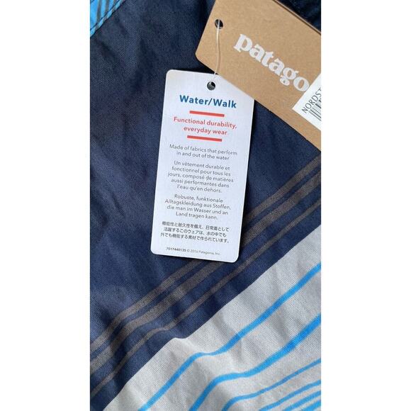 Patagonia Blue Stripe Shorts Men 32 Wavefarer Boardshorts 86621 Gorpcore - Picture 5 of 8